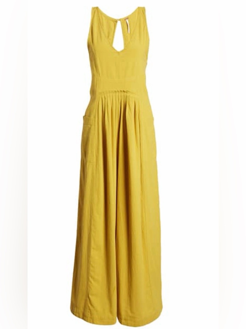 Free People Honey Yellow Keyhole Wide-Leg Jumpsuit - Picture 2 of 10